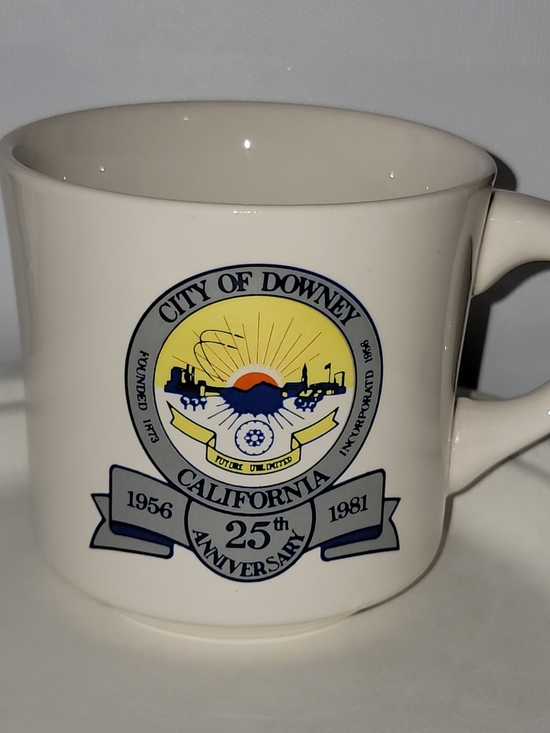 Other - City of Downey California 25th Anniversary Cream Ceramic Coffee Mug